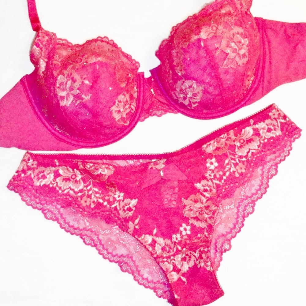 34C, M NWT Victoria's Secret Desire Set Unlined Demi Bra, Cheekini Bikini Panty